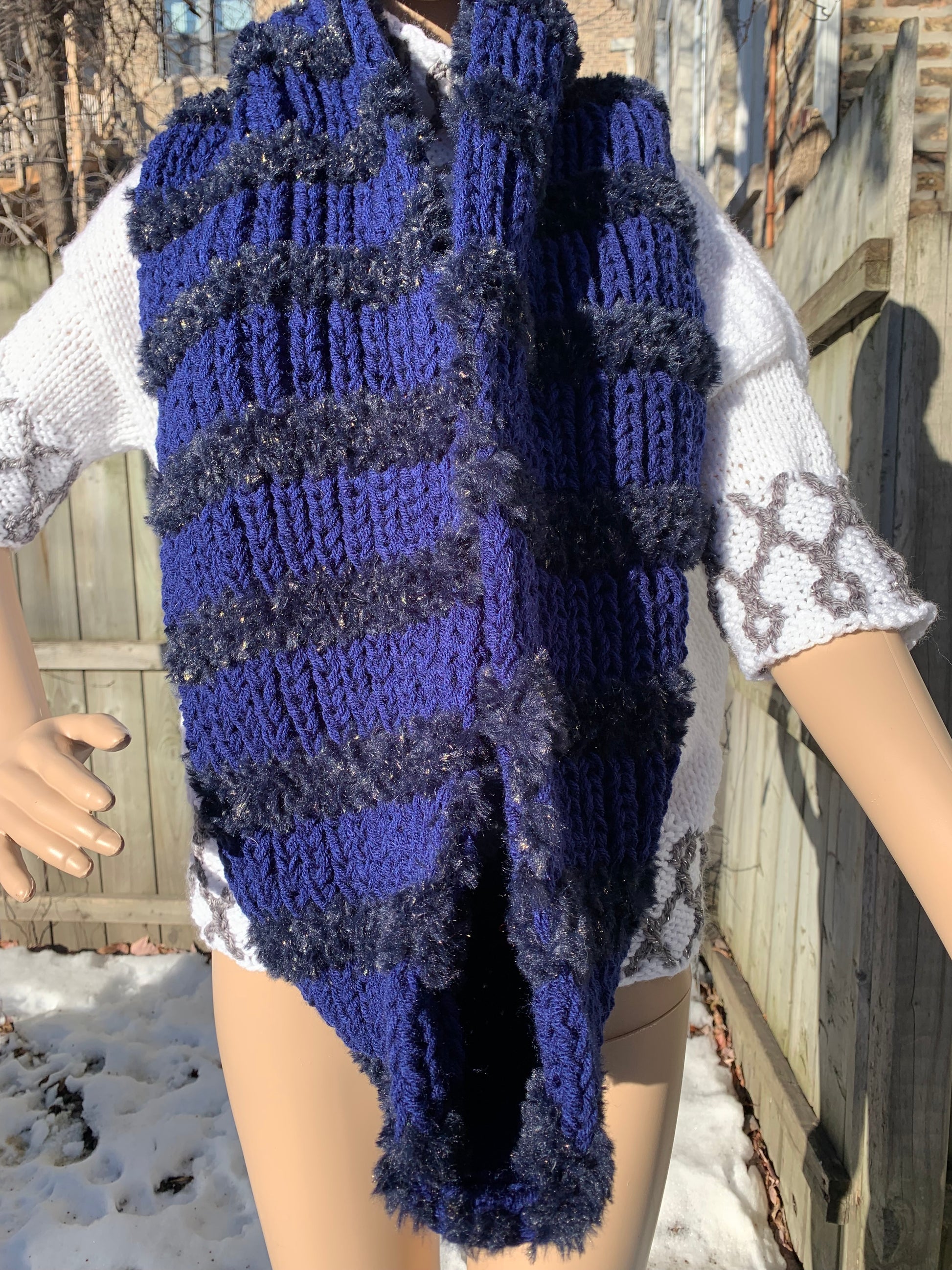 Faux-Fur Hand Knit Hat&Scarf Set